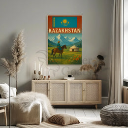 Kazakhstan Cultural Heritage Travel Poster PosterGoat