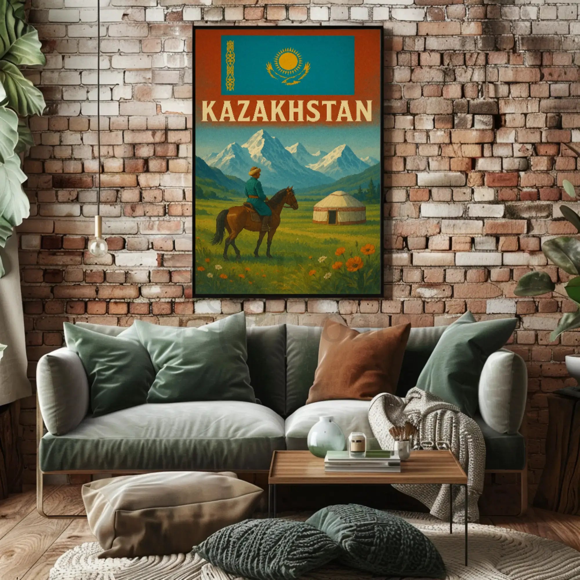 Kazakhstan Cultural Heritage Travel Poster PosterGoat