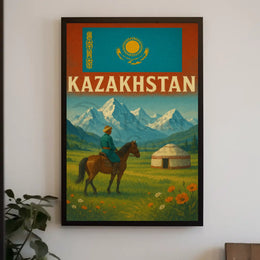 Kazakhstan Cultural Heritage Travel Poster PosterGoat