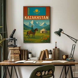 Kazakhstan Cultural Heritage Travel Poster PosterGoat