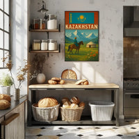 Kazakhstan Cultural Heritage Travel Poster PosterGoat