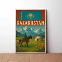 Kazakhstan Cultural Heritage Travel Poster PosterGoat