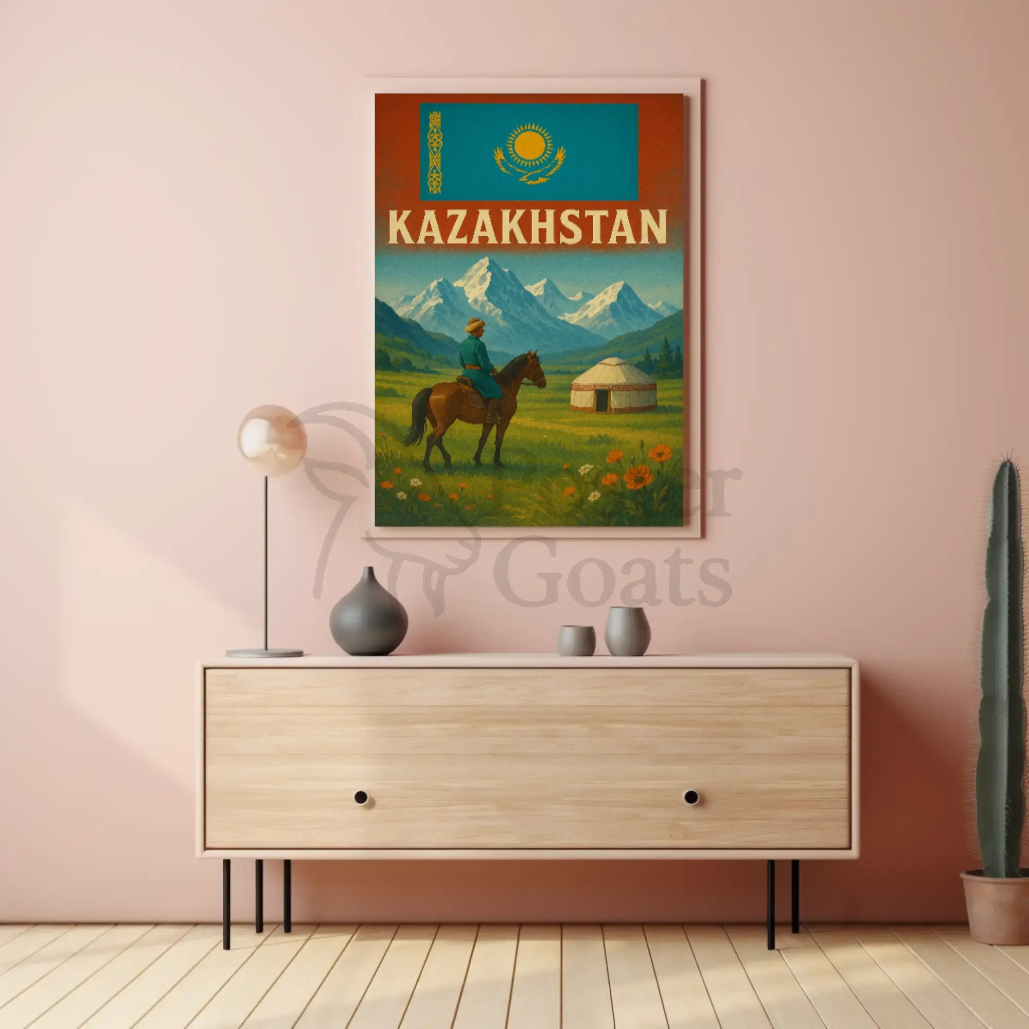 Kazakhstan Cultural Heritage Travel Poster PosterGoat