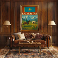 Kazakhstan Cultural Heritage Travel Poster PosterGoat