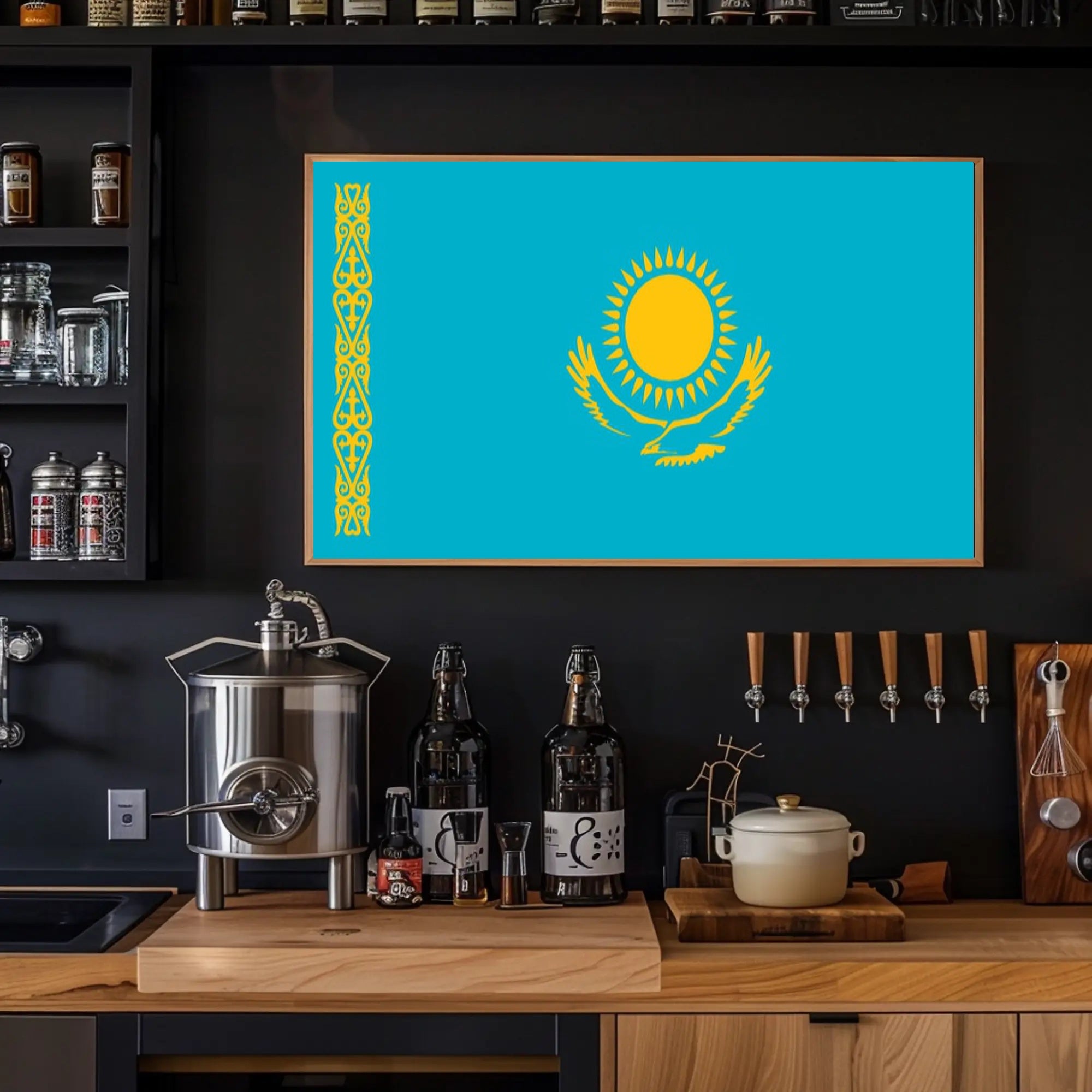Kazakhstan National Flag Celebration Country Flag Poster PosterGoat