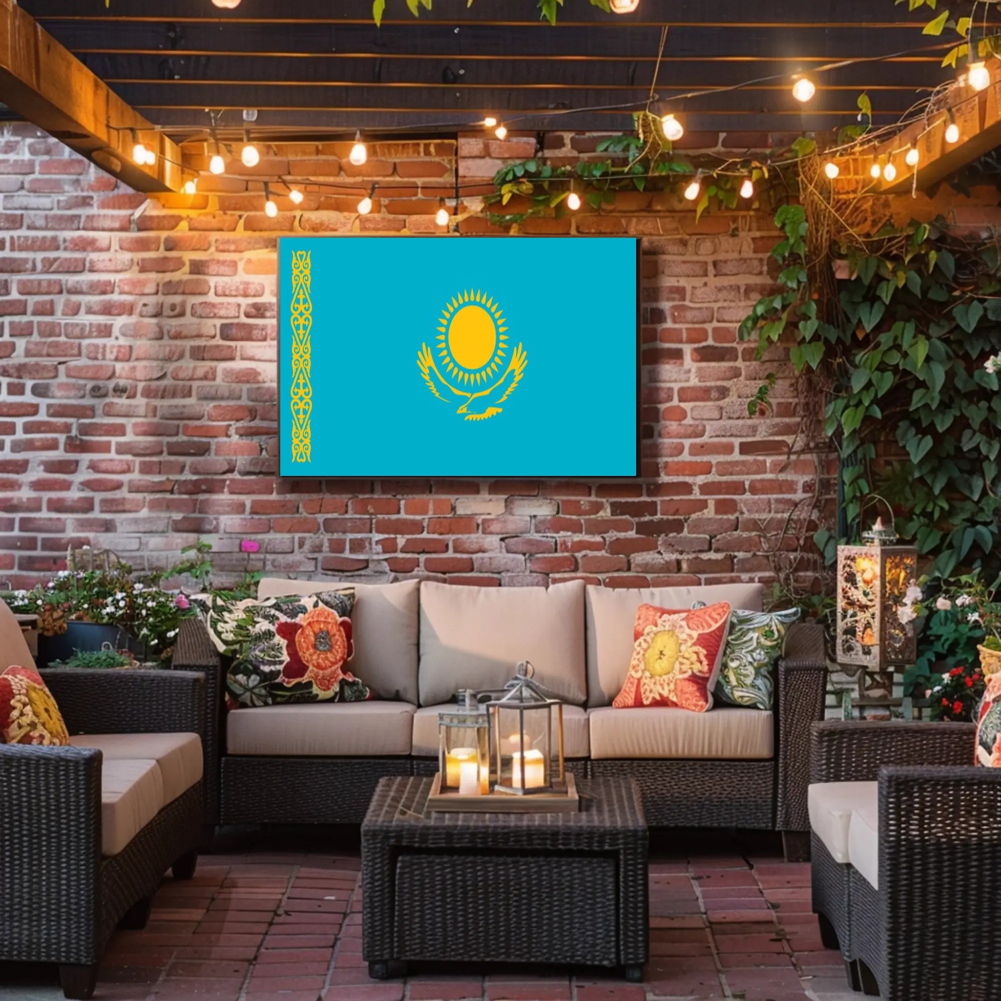 Kazakhstan National Flag Celebration Country Flag Poster PosterGoat