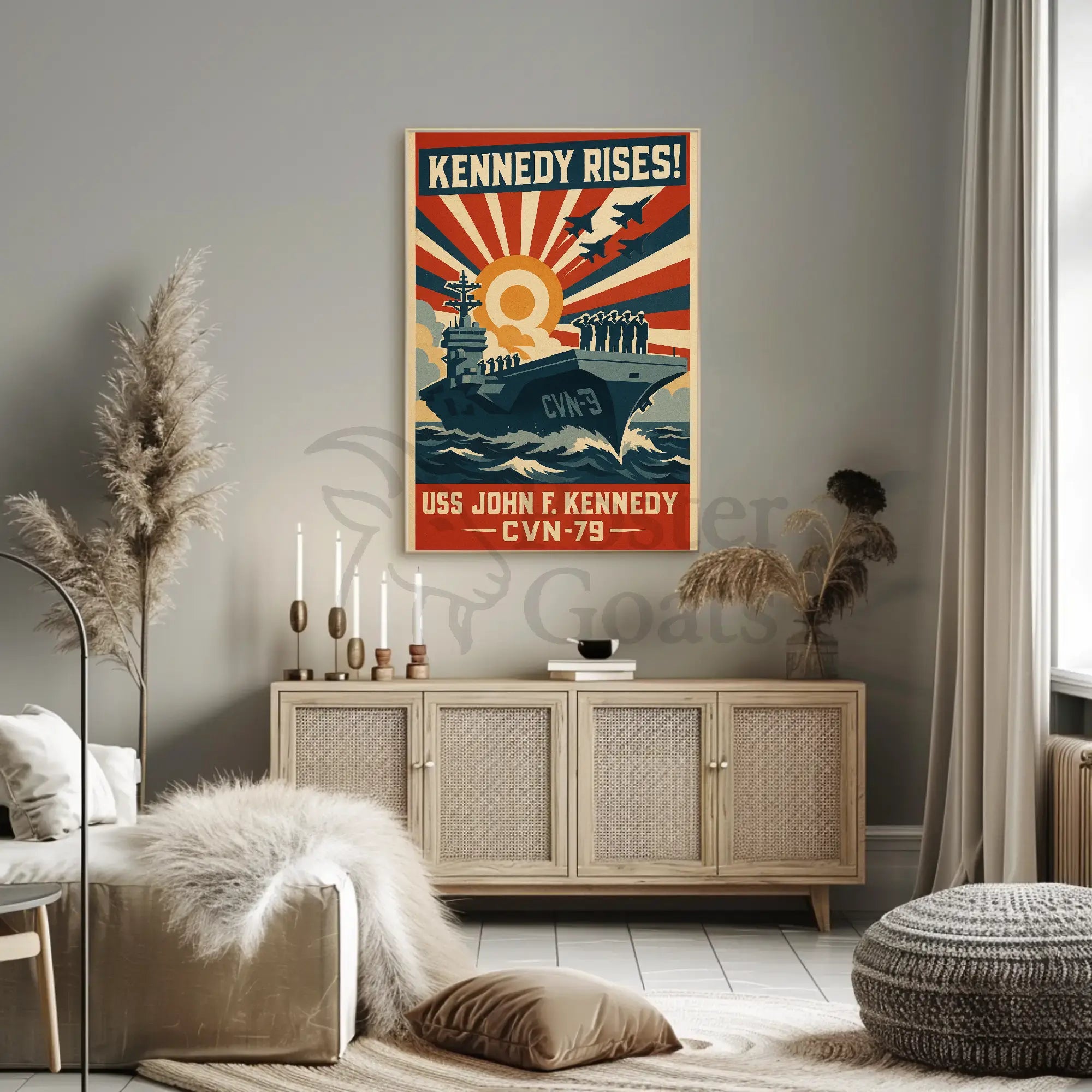 Kennedy Rises Naval Strength Propaganda Poster PosterGoat