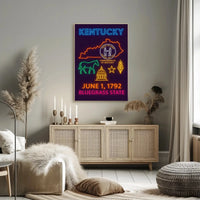 Kentucky Bluegrass State Neon Heritage Poster PosterGoat