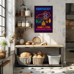 Kentucky Bluegrass State Neon Heritage Poster PosterGoat