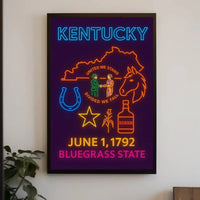 Kentucky Bluegrass State Neon Sign Cultural or Heritage Poster PosterGoat