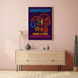 Kentucky Bluegrass State Neon Sign Cultural or Heritage Poster PosterGoat