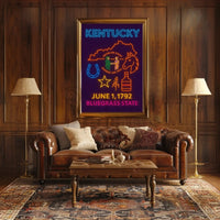 Kentucky Bluegrass State Neon Sign Cultural or Heritage Poster PosterGoat