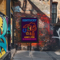 Kentucky Bluegrass State Neon Sign Cultural or Heritage Poster PosterGoat