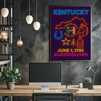 Kentucky Bluegrass State Neon Sign Cultural or Heritage Poster PosterGoat