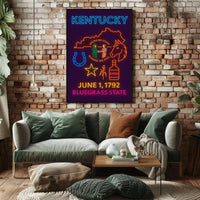 Kentucky Bluegrass State Neon Sign Cultural or Heritage Poster PosterGoat