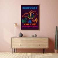Kentucky Bluegrass State Vintage Neon Cultural Heritage Poster PosterGoat