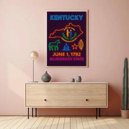 Kentucky Bluegrass State Vintage Neon Cultural Heritage Poster PosterGoat