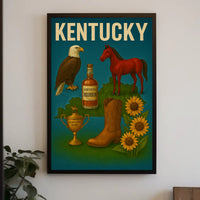 Kentucky Heritage Symbols Vintage Cultural or Heritage Poster PosterGoat