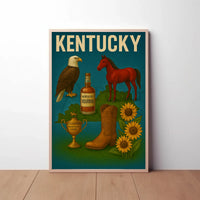 Kentucky Heritage Symbols Vintage Cultural or Heritage Poster PosterGoat