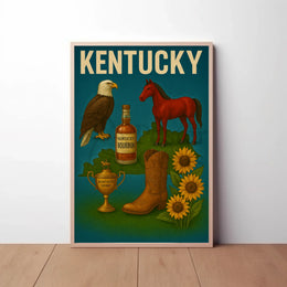 Kentucky Heritage Symbols Vintage Cultural or Heritage Poster PosterGoat