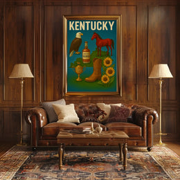 Kentucky Heritage Symbols Vintage Cultural or Heritage Poster PosterGoat