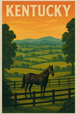 Kentucky Horse Landscape Vintage Travel Poster PosterGoat