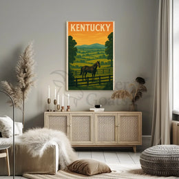 Kentucky Horse Landscape Vintage Travel Poster PosterGoat