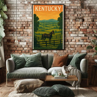Kentucky Horse Landscape Vintage Travel Poster PosterGoat