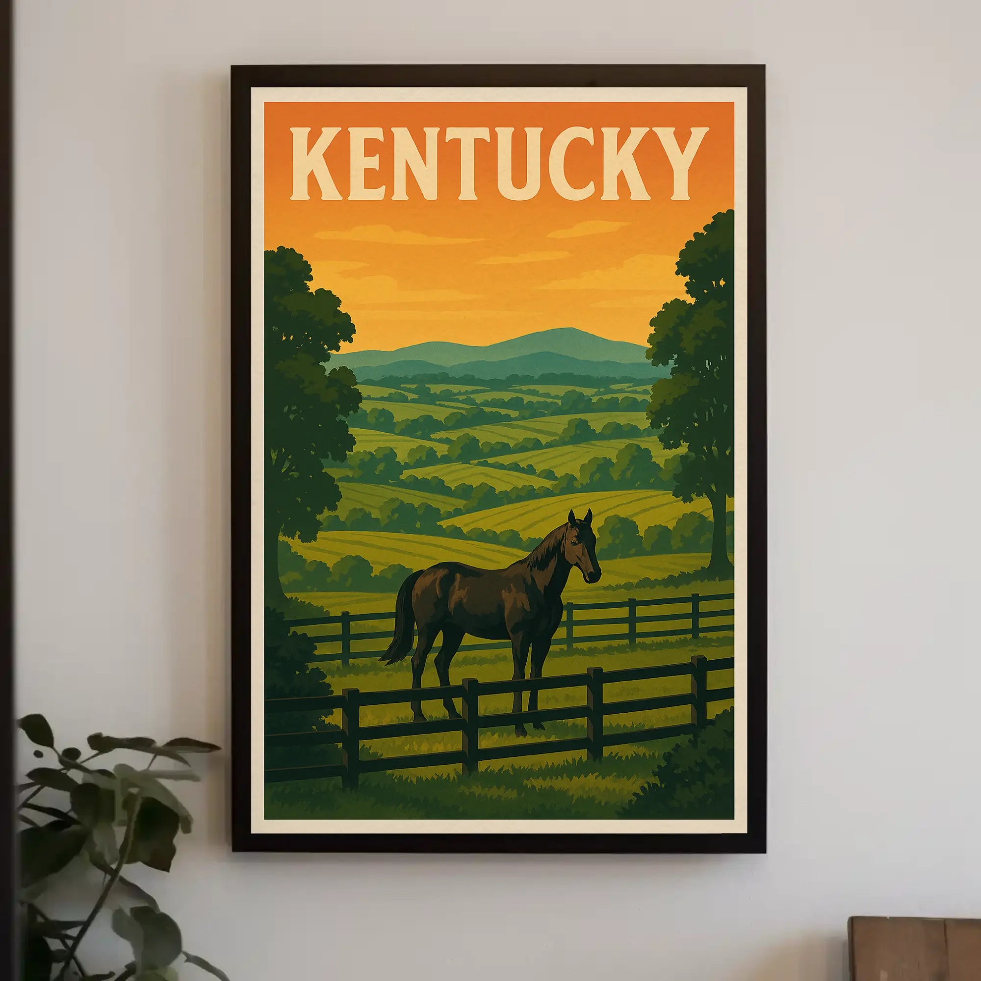 Kentucky Horse Landscape Vintage Travel Poster PosterGoat