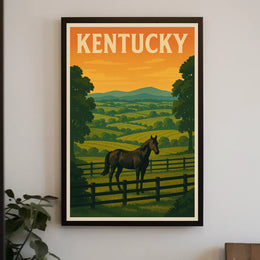 Kentucky Horse Landscape Vintage Travel Poster PosterGoat