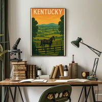 Kentucky Horse Landscape Vintage Travel Poster PosterGoat