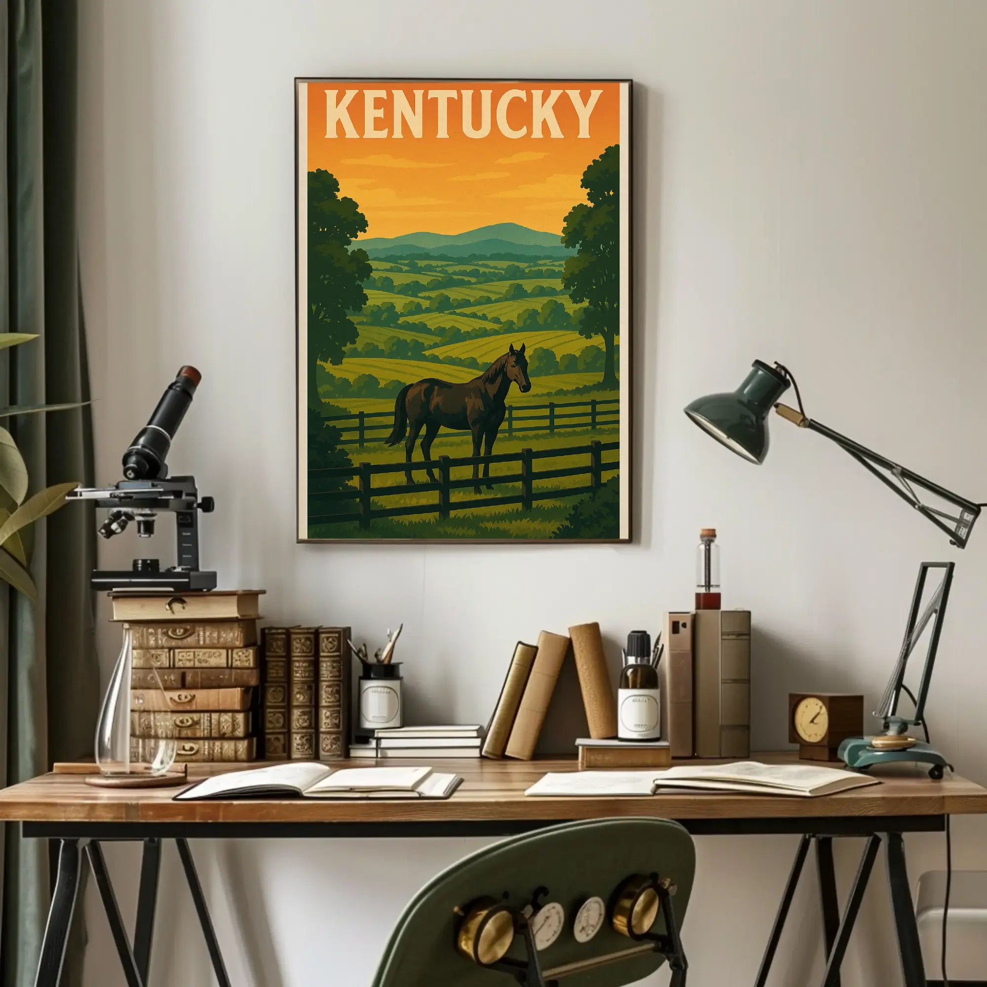 Kentucky Horse Landscape Vintage Travel Poster PosterGoat