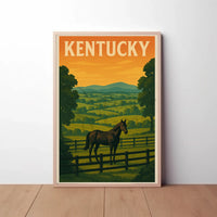 Kentucky Horse Landscape Vintage Travel Poster PosterGoat