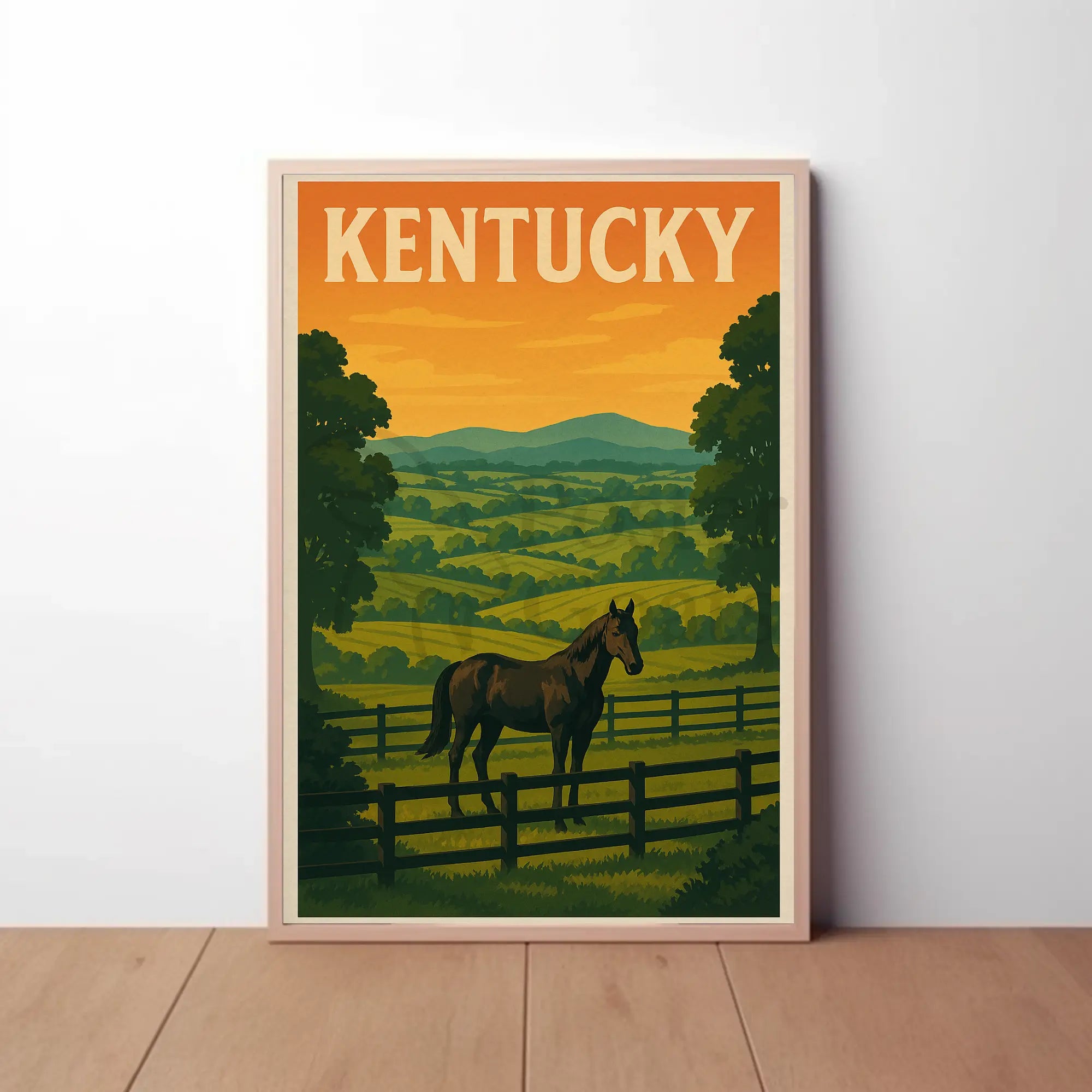 Kentucky Horse Landscape Vintage Travel Poster PosterGoat