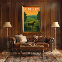 Kentucky Horse Landscape Vintage Travel Poster PosterGoat