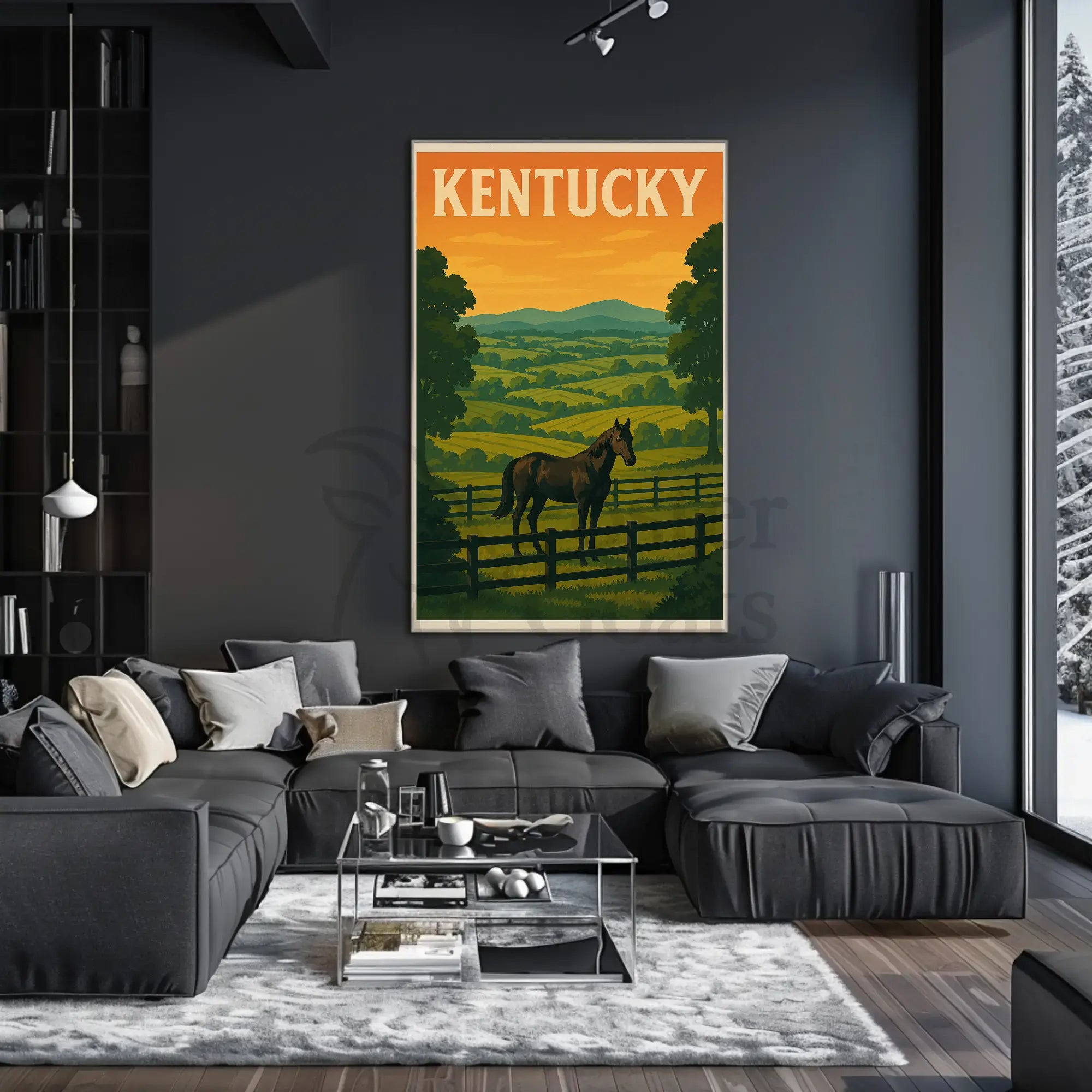 Kentucky Horse Landscape Vintage Travel Poster PosterGoat