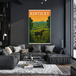 Kentucky Horse Landscape Vintage Travel Poster PosterGoat