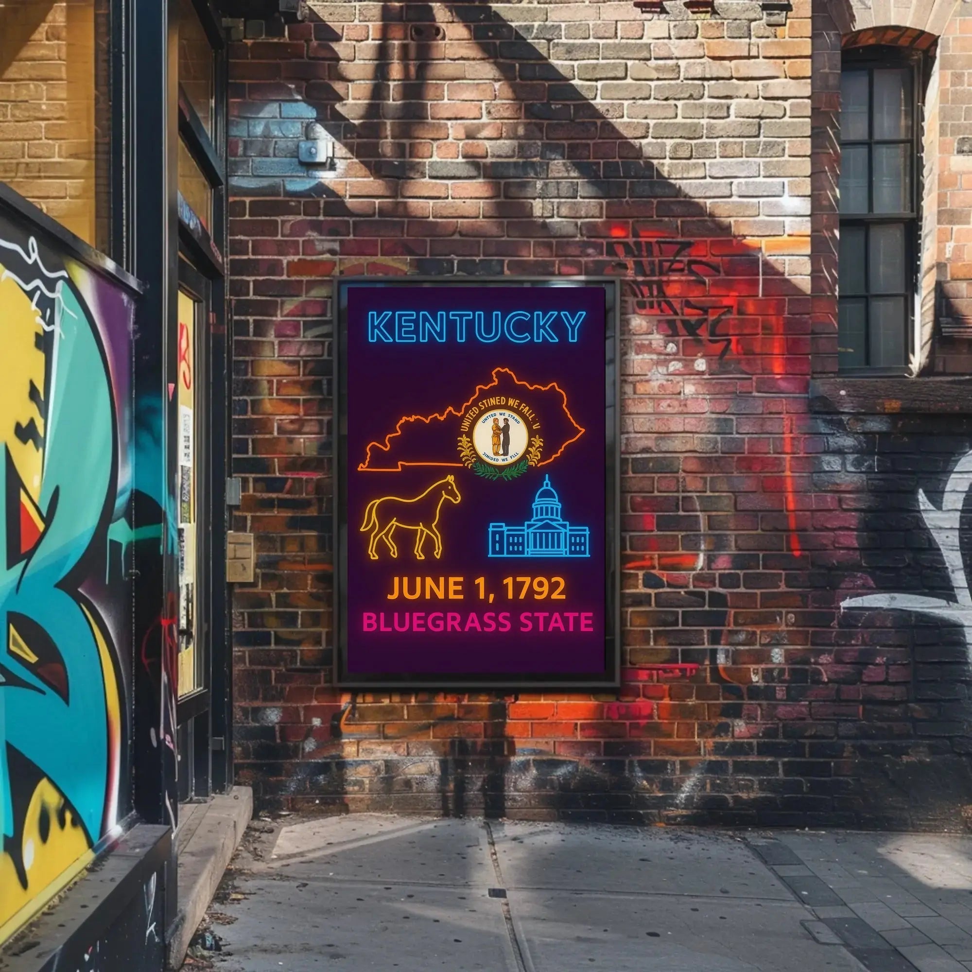 Kentucky Neon Heritage Cultural or Heritage Poster PosterGoat