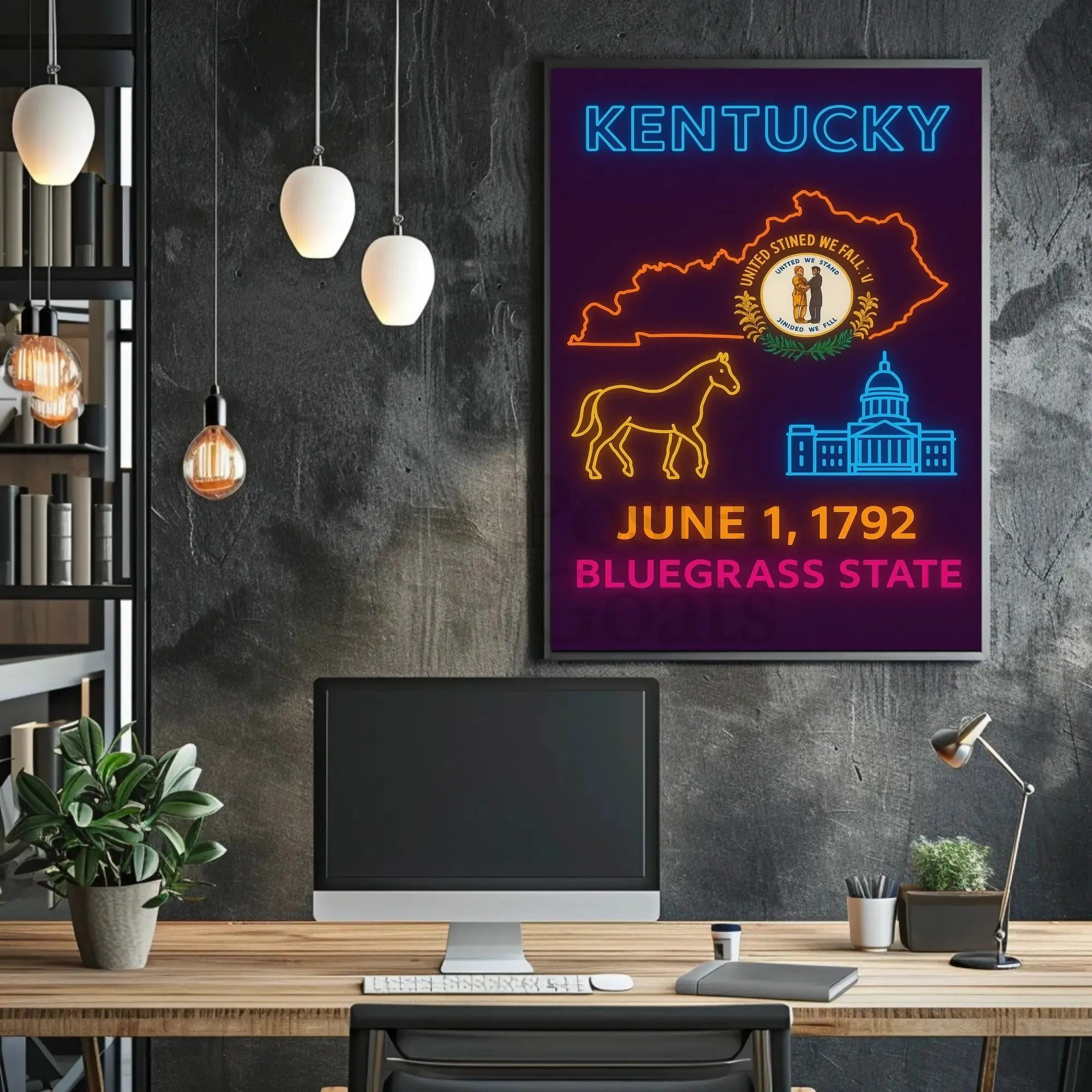 Kentucky Neon Heritage Cultural or Heritage Poster PosterGoat