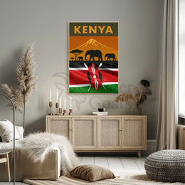 Kenya Wildlife Adventure African Landscape Travel Poster PosterGoat