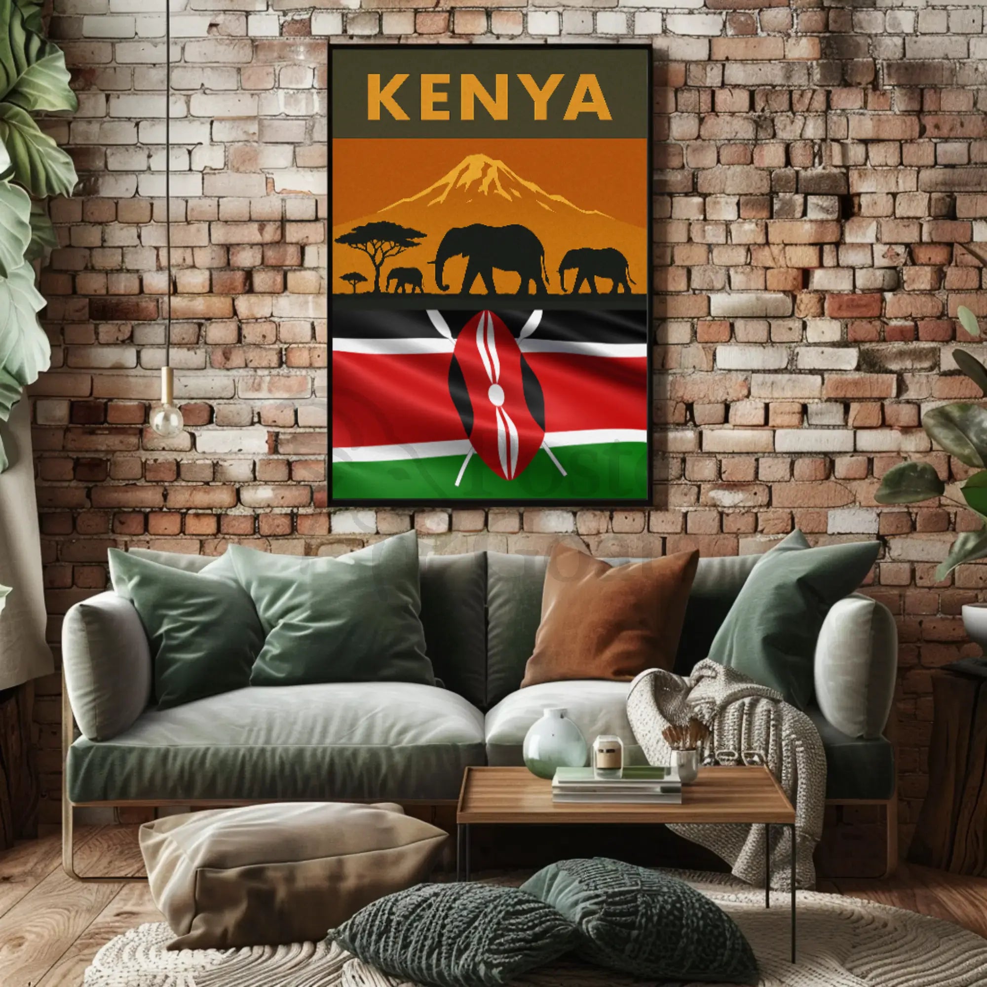 Kenya Wildlife Adventure African Landscape Travel Poster PosterGoat