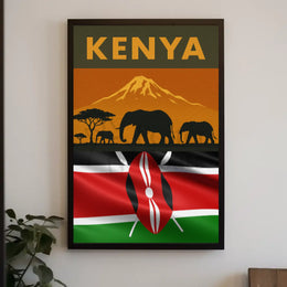 Kenya Wildlife Adventure African Landscape Travel Poster PosterGoat