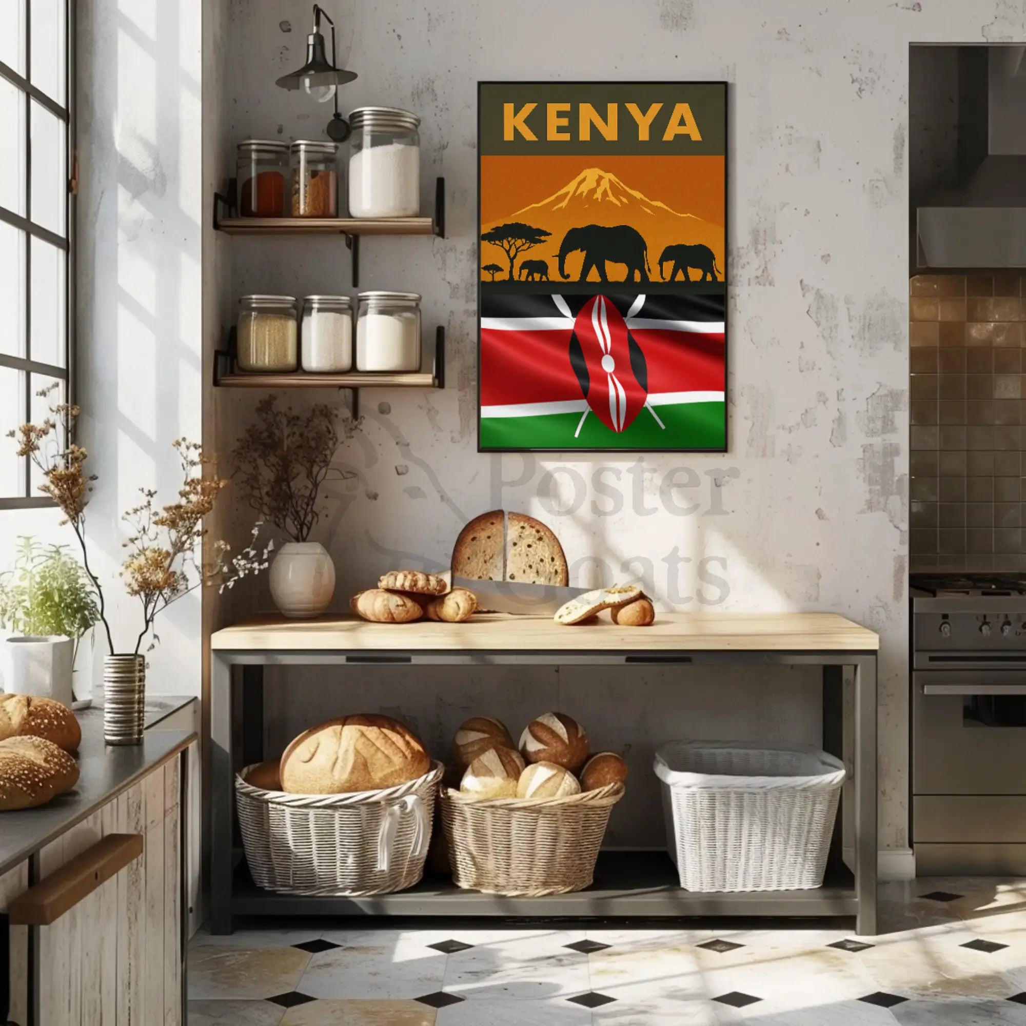 Kenya Wildlife Adventure African Landscape Travel Poster PosterGoat