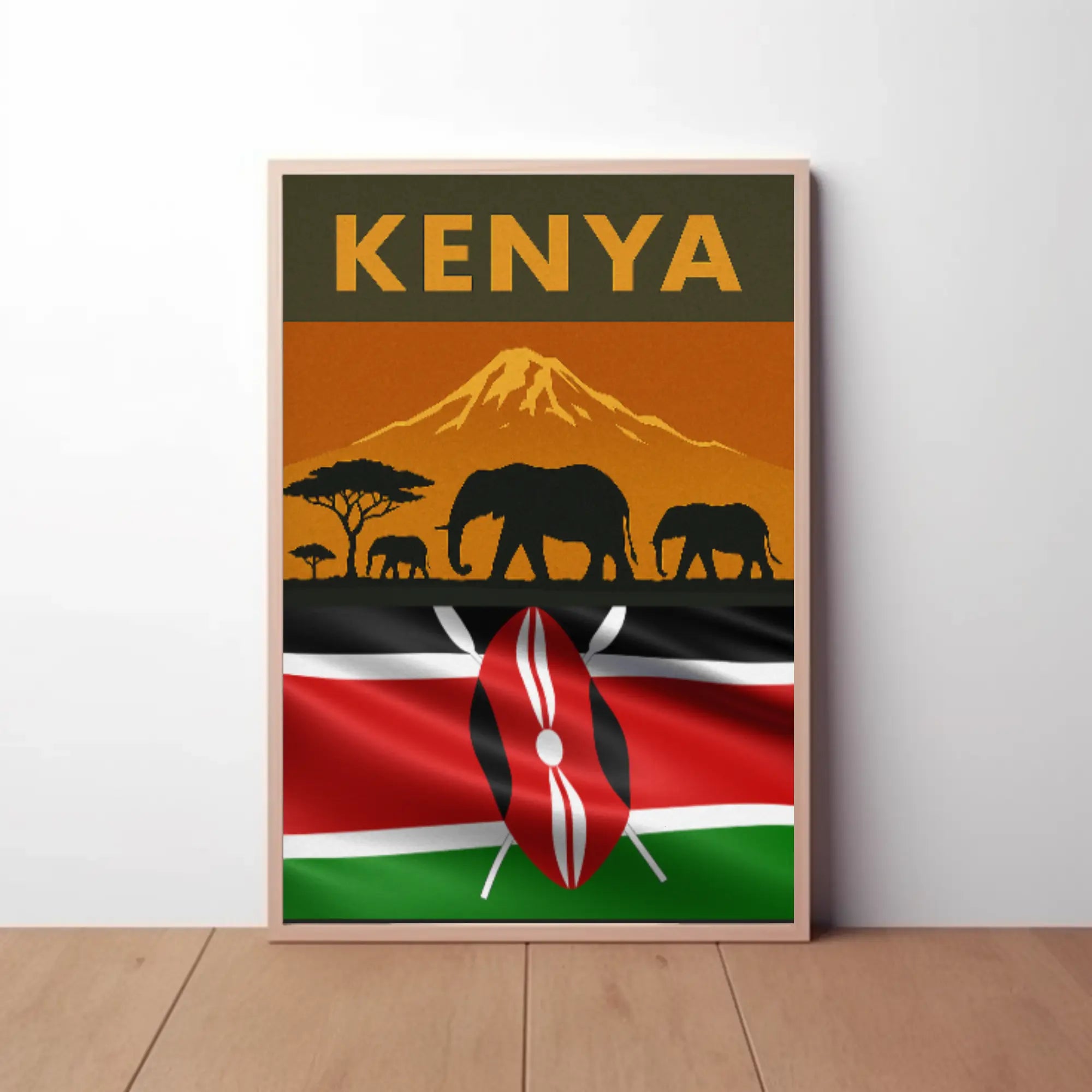 Kenya Wildlife Adventure African Landscape Travel Poster PosterGoat