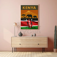 Kenya Wildlife Adventure African Landscape Travel Poster PosterGoat