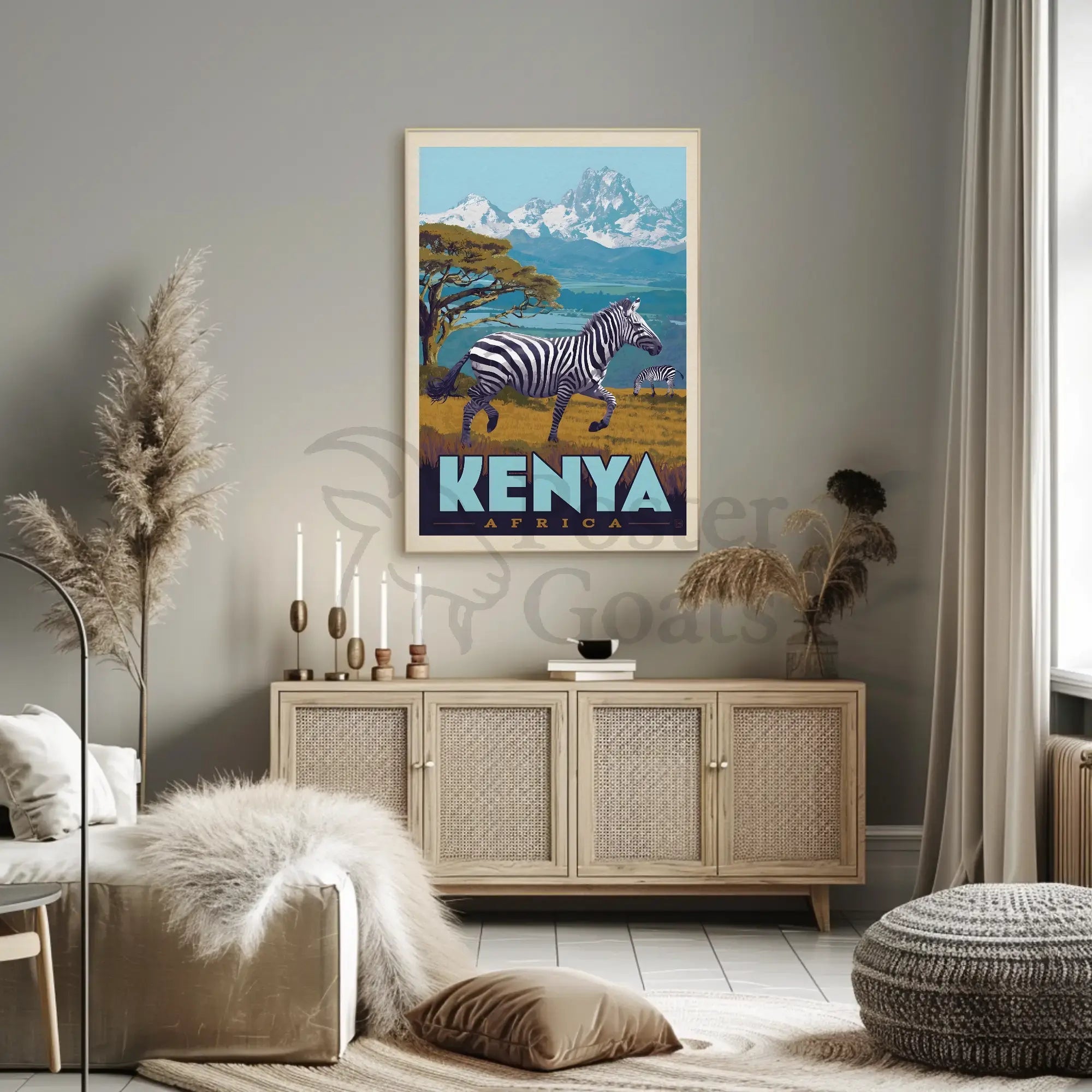 Kenyan Adventure Vintage Travel Scene Poster PosterGoat