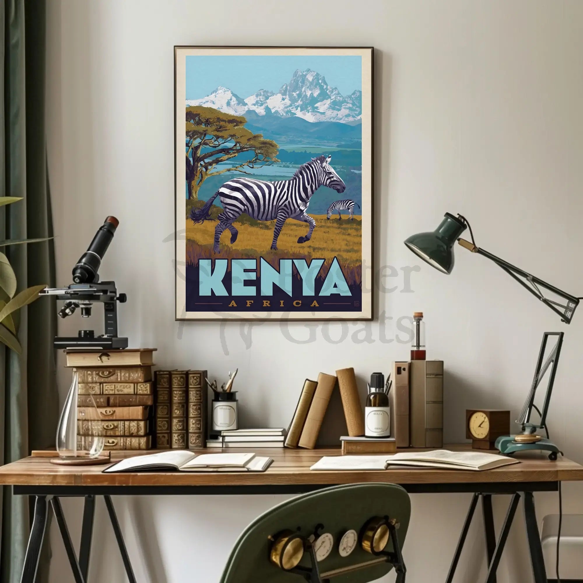 Kenyan Adventure Vintage Travel Scene Poster PosterGoat