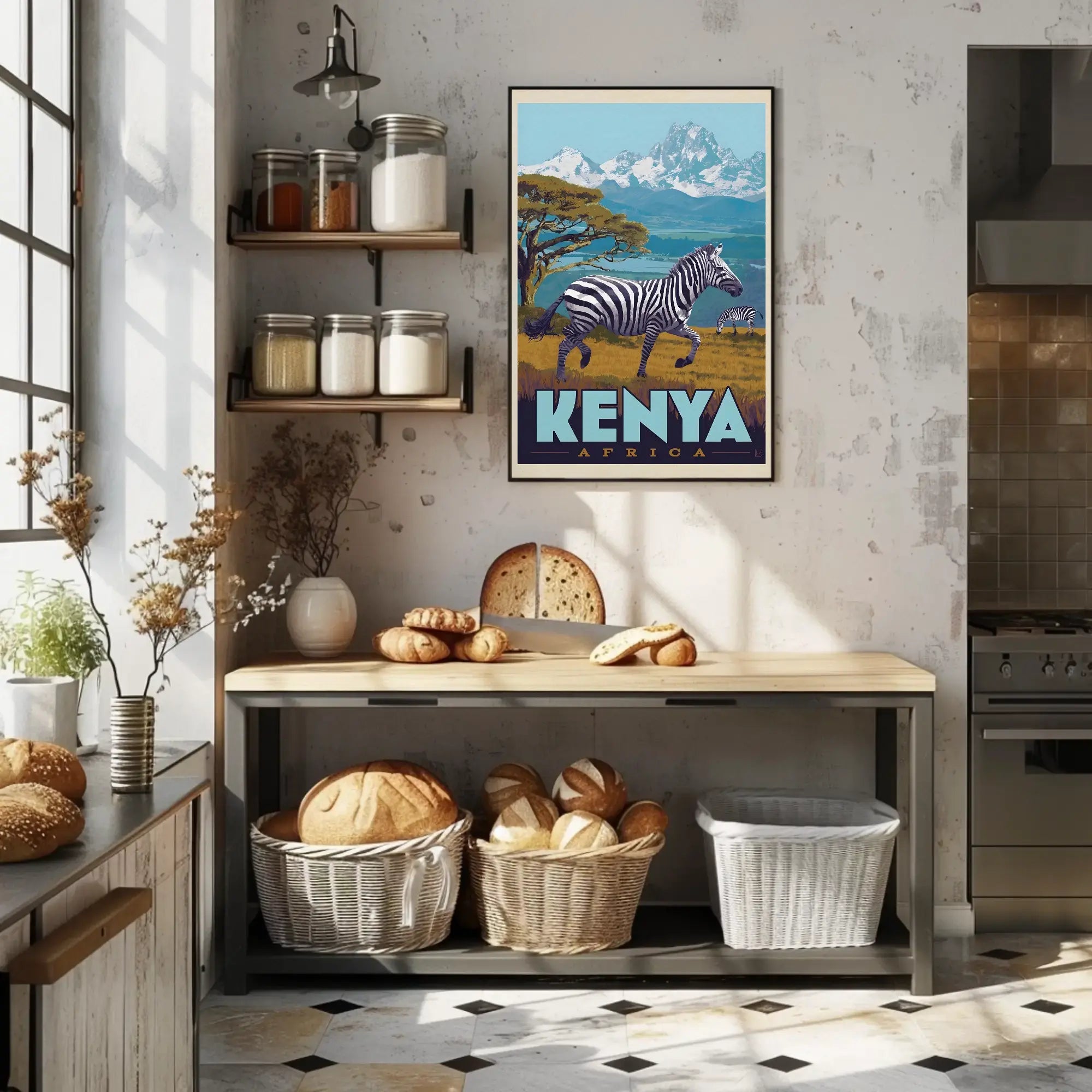 Kenyan Adventure Vintage Travel Scene Poster PosterGoat