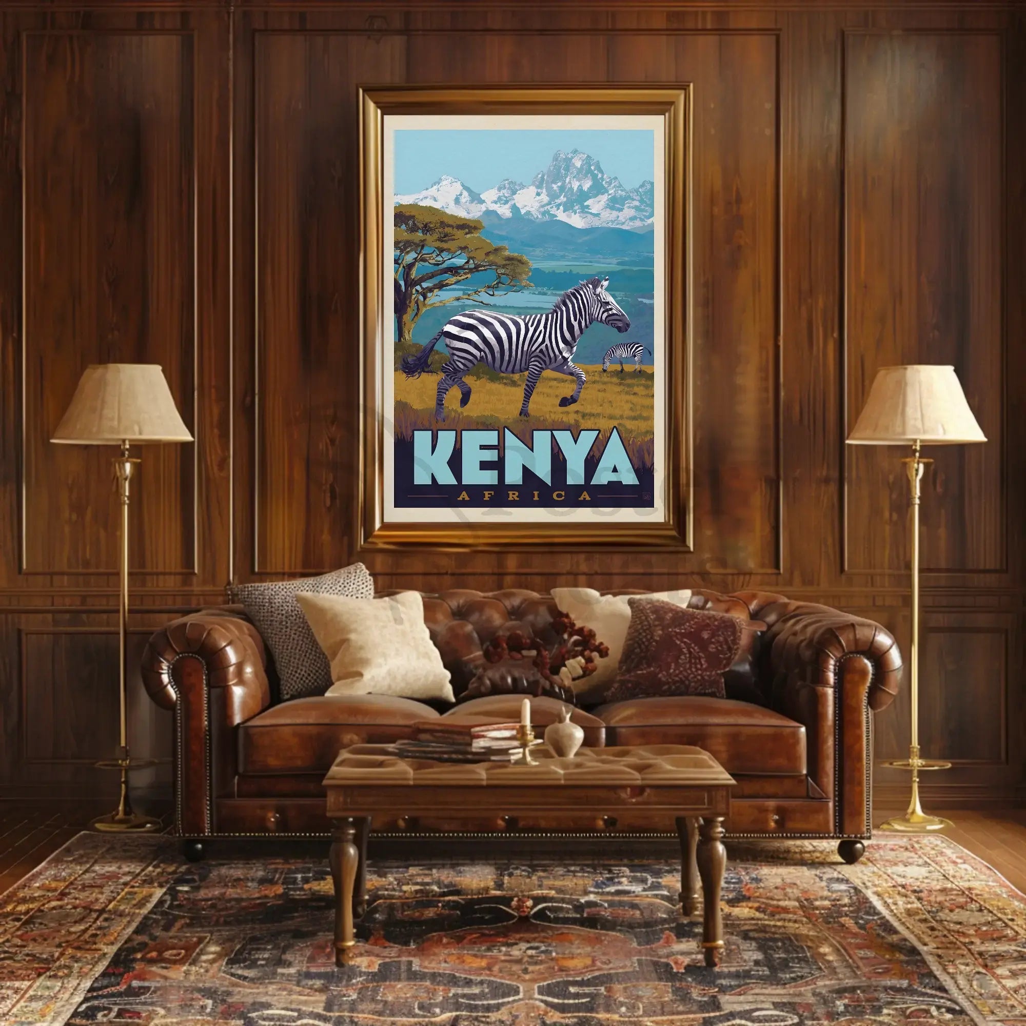 Kenyan Adventure Vintage Travel Scene Poster PosterGoat