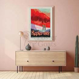Kepler-186f Exploration Retro-Futuristic Sci-Fi Poster PosterGoat